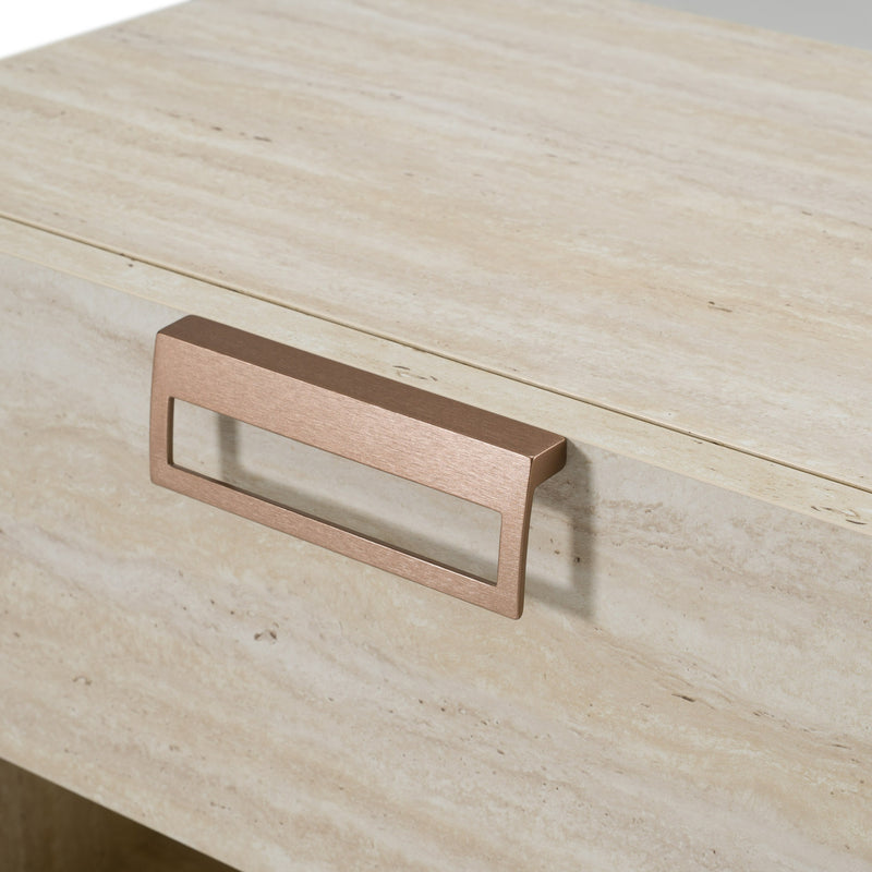 Lago - Modern Faux Travertine Nightstand — view 2