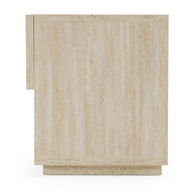 Lago - Modern Faux Travertine Nightstand — view 3