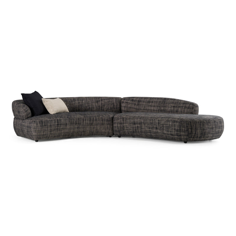 Lakota - Modern Dark Grey Fabric Curved Sectional Sofa