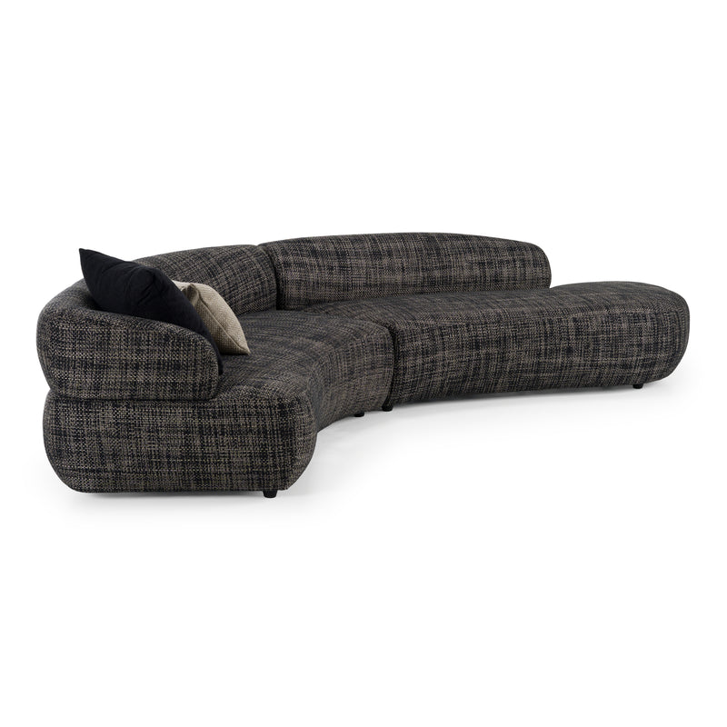 Lakota - Modern Dark Grey Fabric Curved Sectional Sofa — view 2