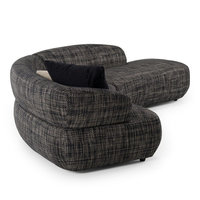 Lakota - Modern Dark Grey Fabric Curved Sectional Sofa — view 3