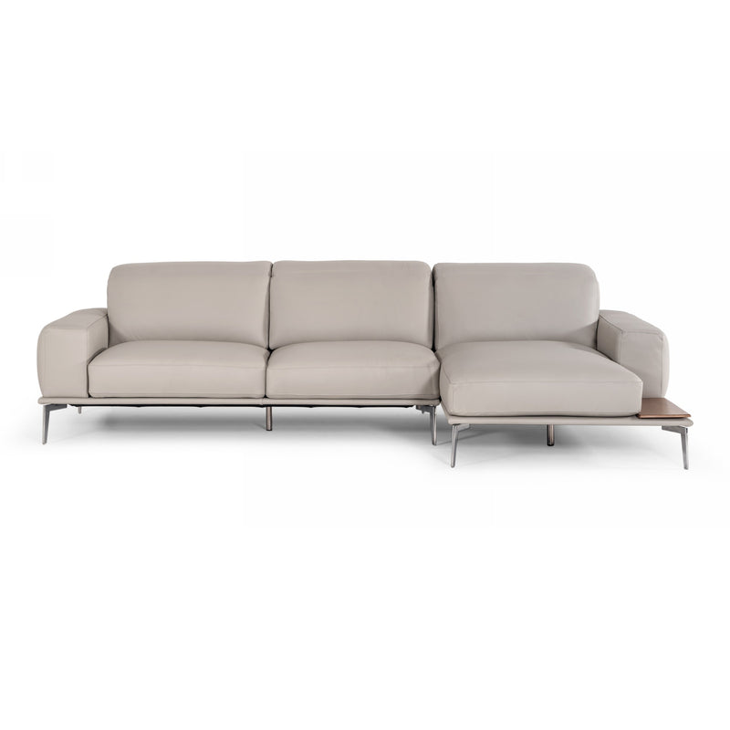 Villeneuve - Italian Modern Light Grey Leather Right Facing Sectional Sofa — view 5
