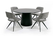 Lander Modern Mid Century Black Oak Round Dining Table