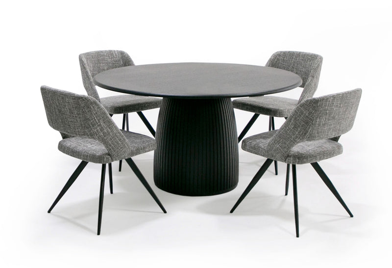 Lander Modern Mid Century Black Oak Round Dining Table