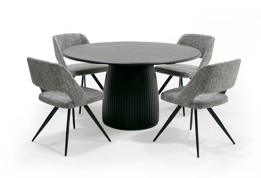 Lander Modern Mid Century Black Oak Round Dining Table