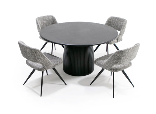 Lander Modern Mid Century Black Oak Round Dining Table — view 2