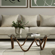 Lassen - Modern Glass & Walnut Coffee Table — view 2