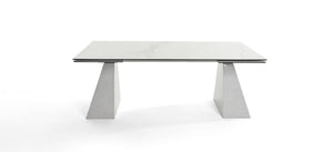 Latrobe - Modern White Ceramic Quartz 118" Extendable Dining Table