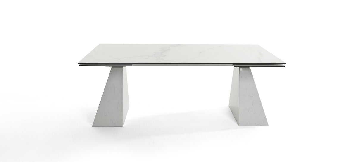 Latrobe - Modern White Ceramic Quartz 118" Extendable Dining Table
