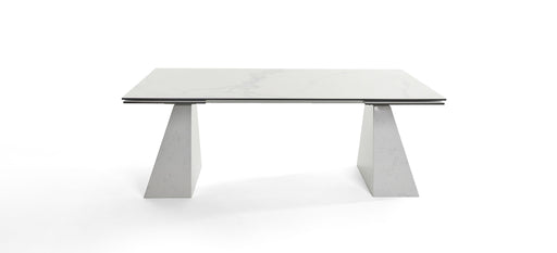 Latrobe - Modern White Ceramic Quartz 118" Extendable Dining Table