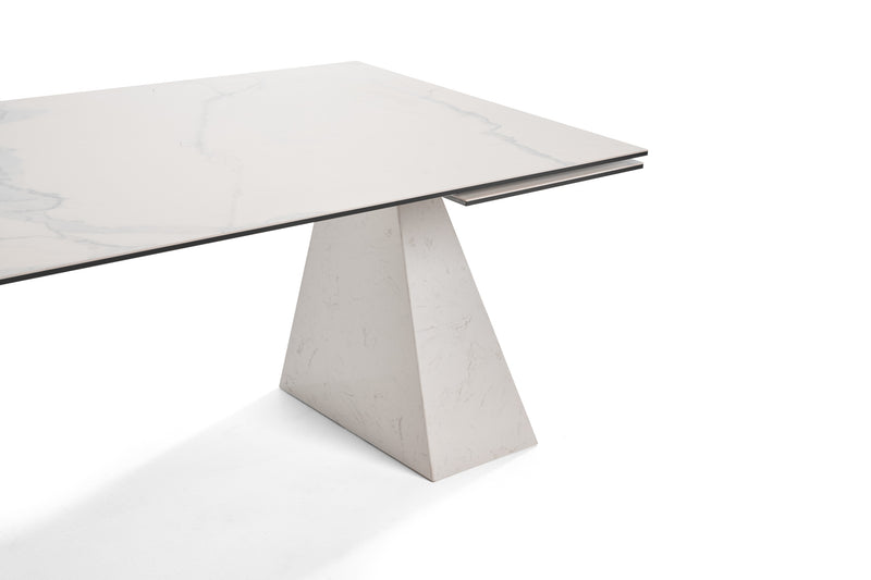 Latrobe - Modern White Ceramic Quartz 118" Extendable Dining Table — view 3