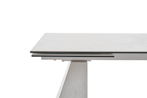 Latrobe - Modern White Ceramic Quartz 118" Extendable Dining Table — view 5