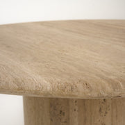 Lavaca - Modern Travertine Marble Round Coffee Table — view 2