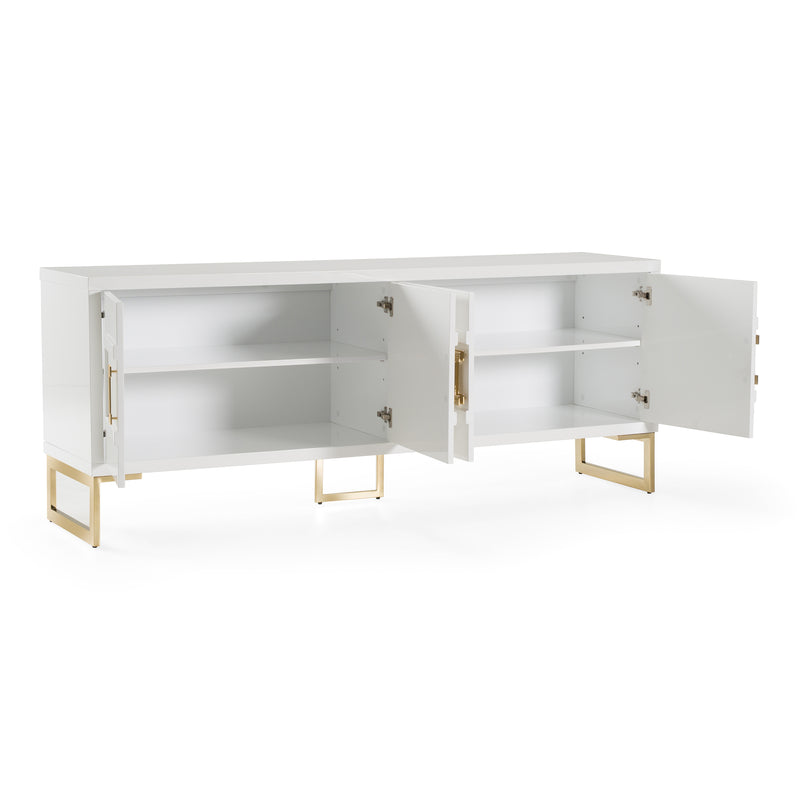 Leah - Contemporary White High Gloss & Champagne Gold Buffet — view 5