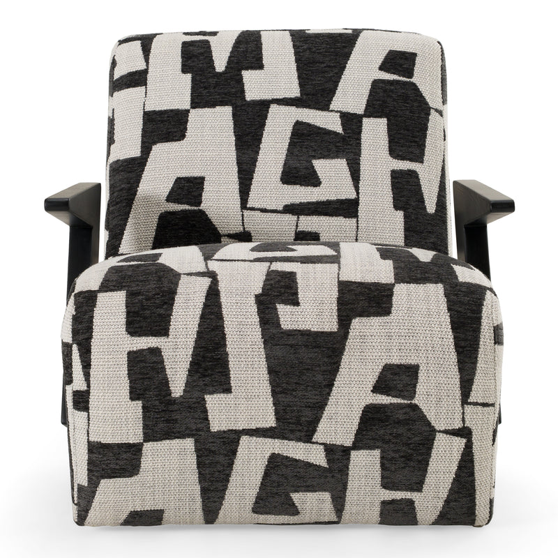 Leana - Modern Black & White Fabric Accent Chair — view 3