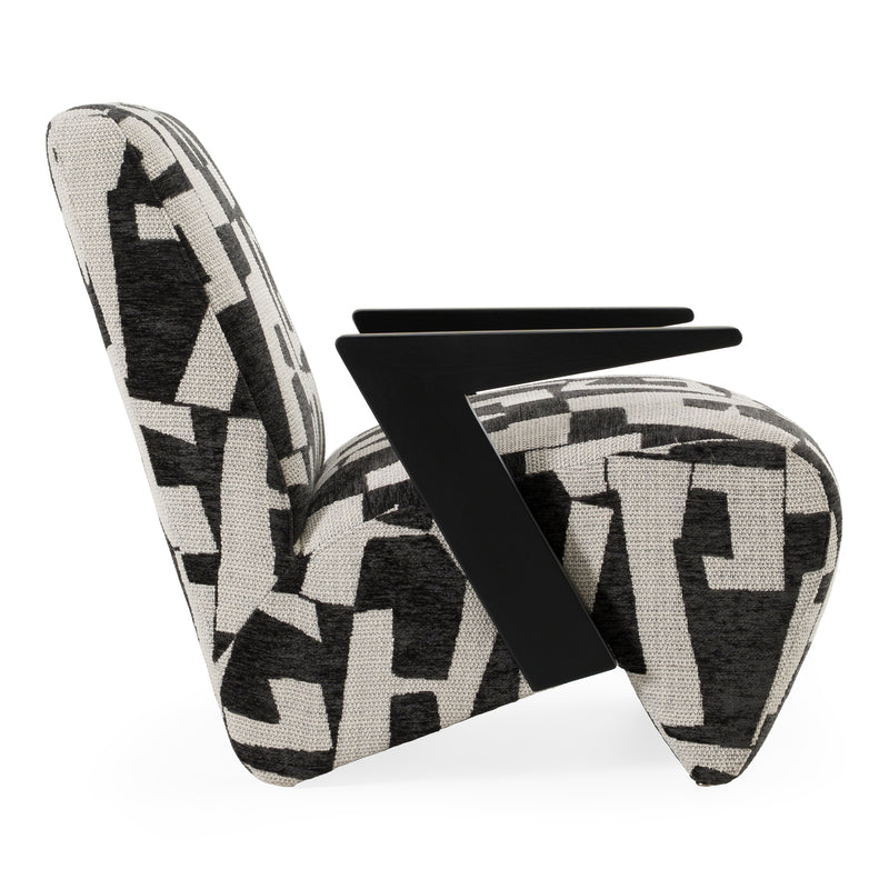 Leana - Modern Black & White Fabric Accent Chair — view 4
