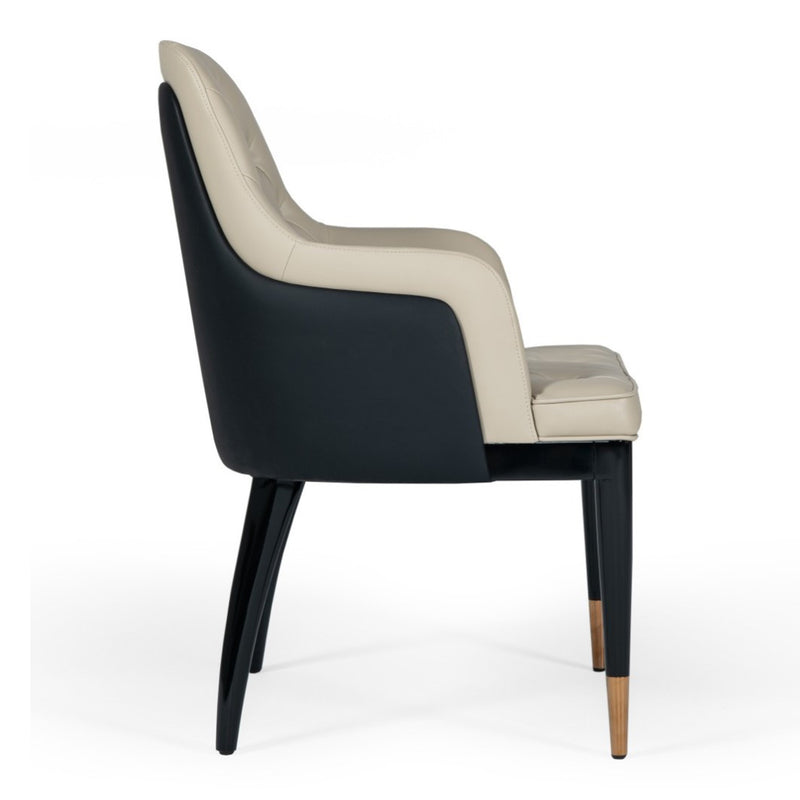 Leeds - Glam Beige and Black Dining Chair — view 5