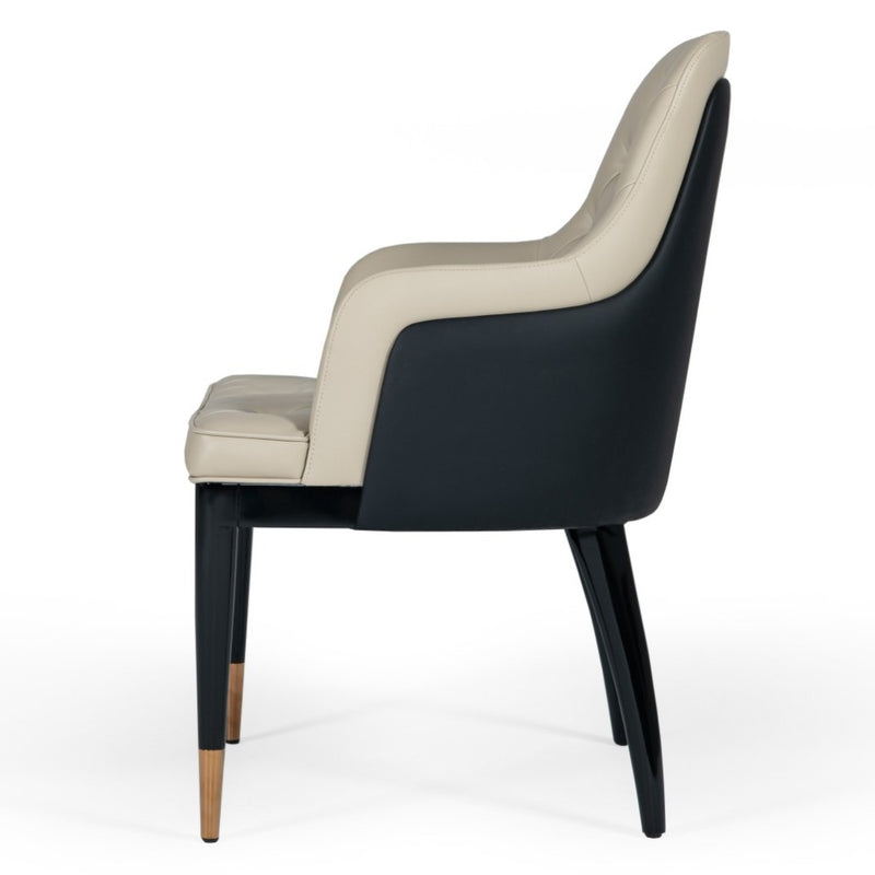 Leeds - Glam Beige and Black Dining Chair — view 3