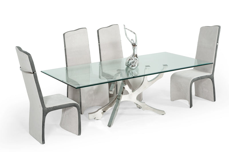 Legend Modern Glass & Stainless Steel Dining Table — view 2