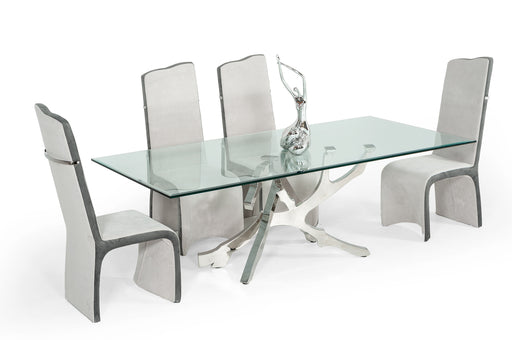 Legend Modern Glass & Stainless Steel Dining Table — view 2