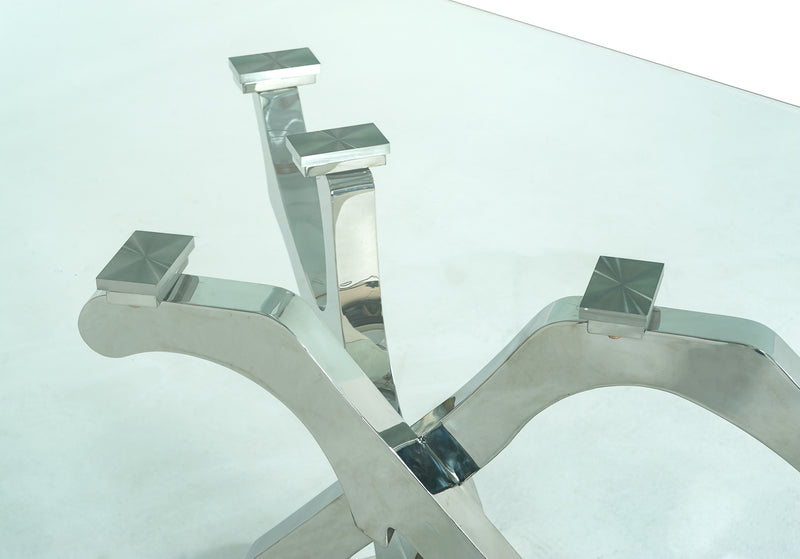 Legend Modern Glass & Stainless Steel Dining Table — view 3