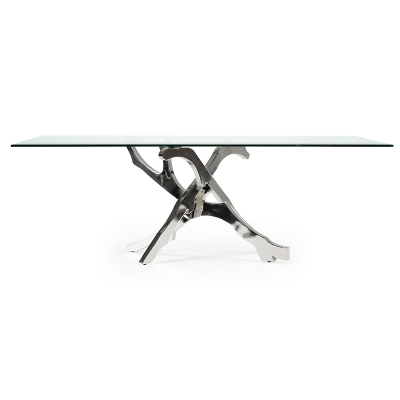Legend Modern Glass & Stainless Steel Dining Table — view 5