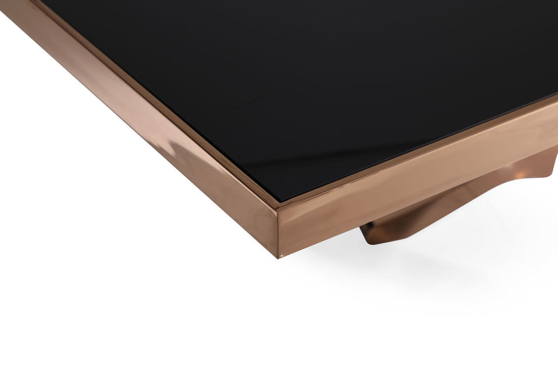 Legend - Modern Black Glass & Rosegold Dining Table — view 3