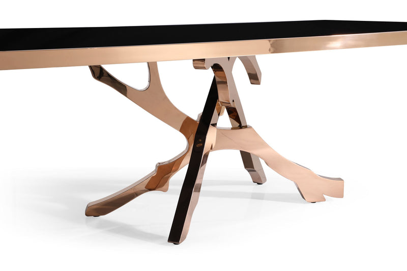 Legend - Modern Black Glass & Rosegold Dining Table — view 4