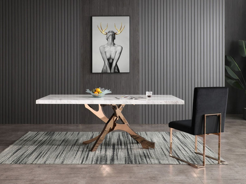 Legend - Modern White Marble & Rosegold Dining Table — view 2