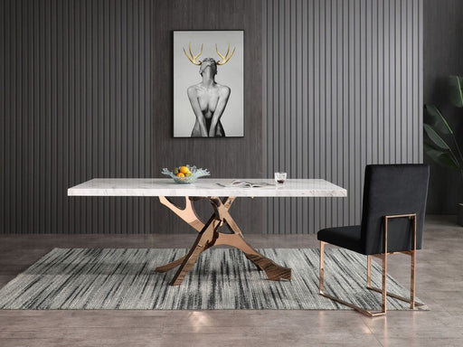 Legend - Modern White Marble & Rosegold Dining Table — view 2