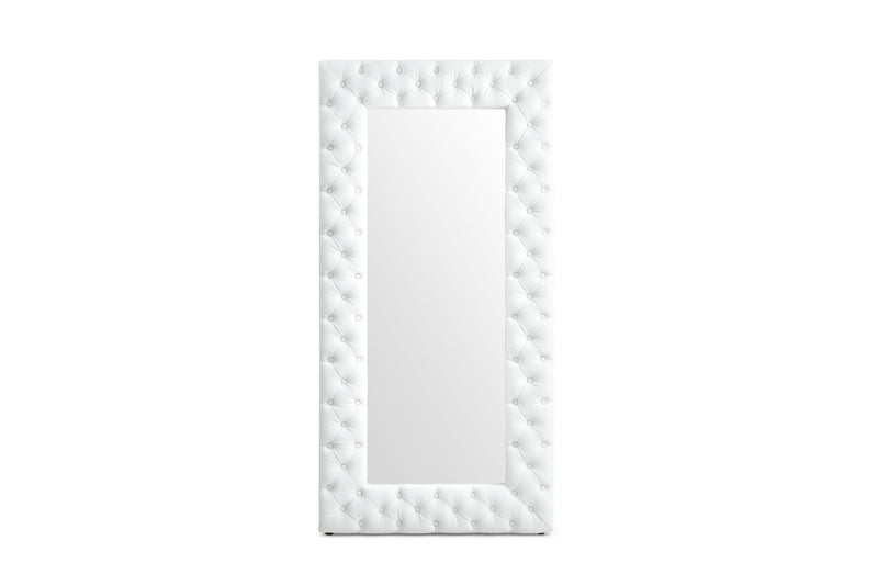 Legend - Modern White Bonded Leather Floor Mirror — view 2