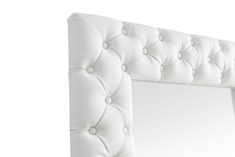 Legend - Modern White Bonded Leather Floor Mirror — view 5