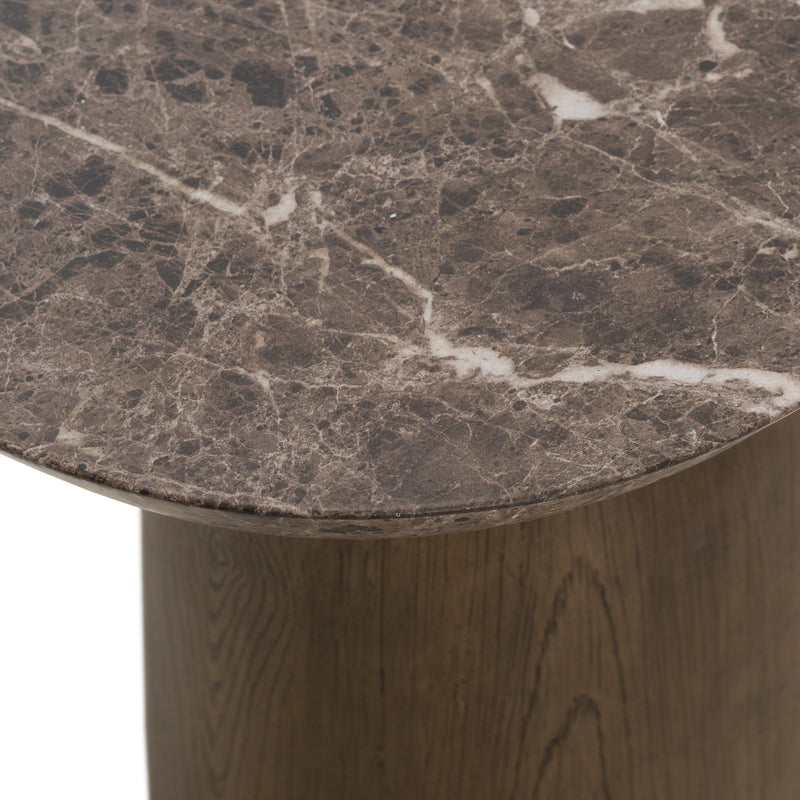 Lenin - Modern Faux Marble + Wood Texture Concrete End Table — view 2