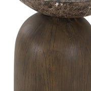 Lenin - Modern Faux Marble + Wood Texture Concrete End Table — view 3