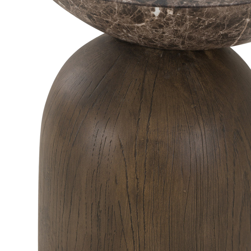 Lenin - Modern Faux Marble + Wood Texture Concrete End Table — view 3