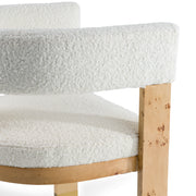 Letha - Modern Cream Fabric + Burl Dining Chair — view 5
