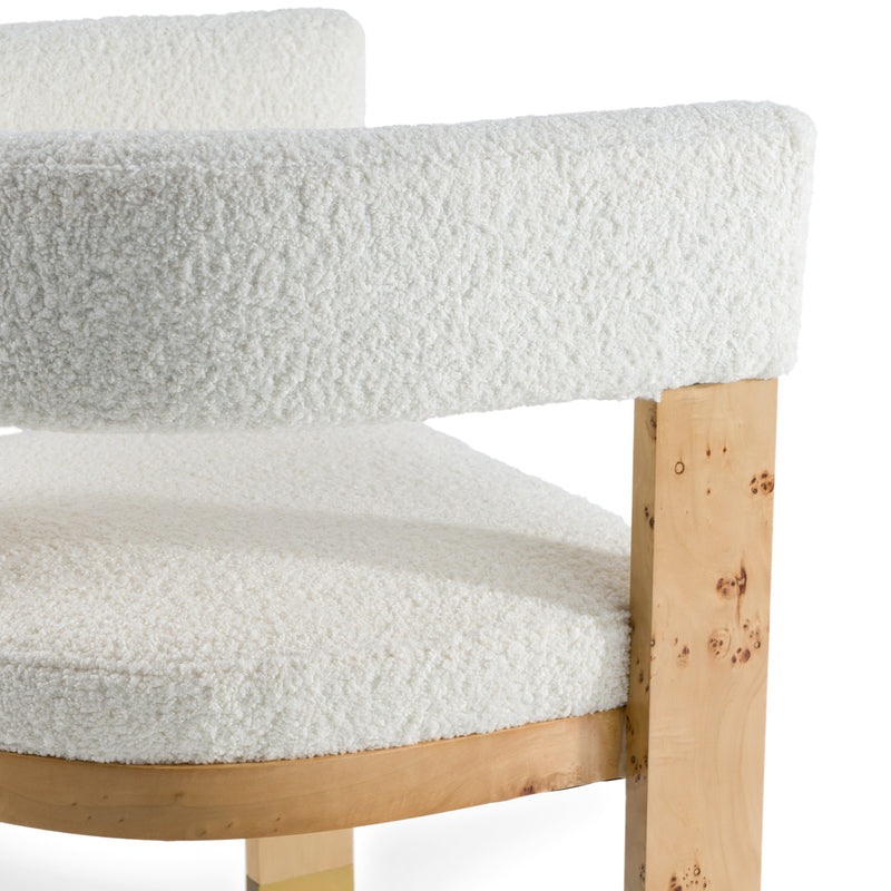 Letha - Modern Cream Fabric + Burl Dining Chair — view 5