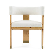 Letha - Modern Cream Fabric + Burl Dining Chair