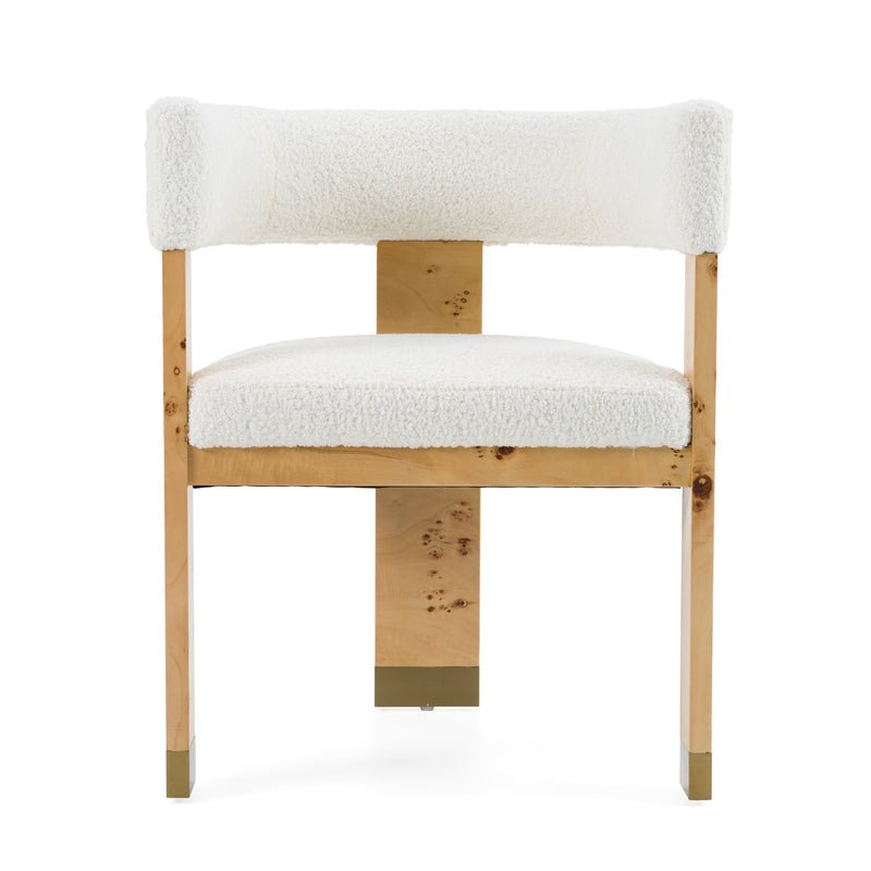 Letha - Modern Cream Fabric + Burl Dining Chair
