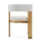 Letha - Modern Cream Fabric + Burl Dining Chair — view 2