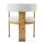 Letha - Modern Cream Fabric + Burl Dining Chair — view 3