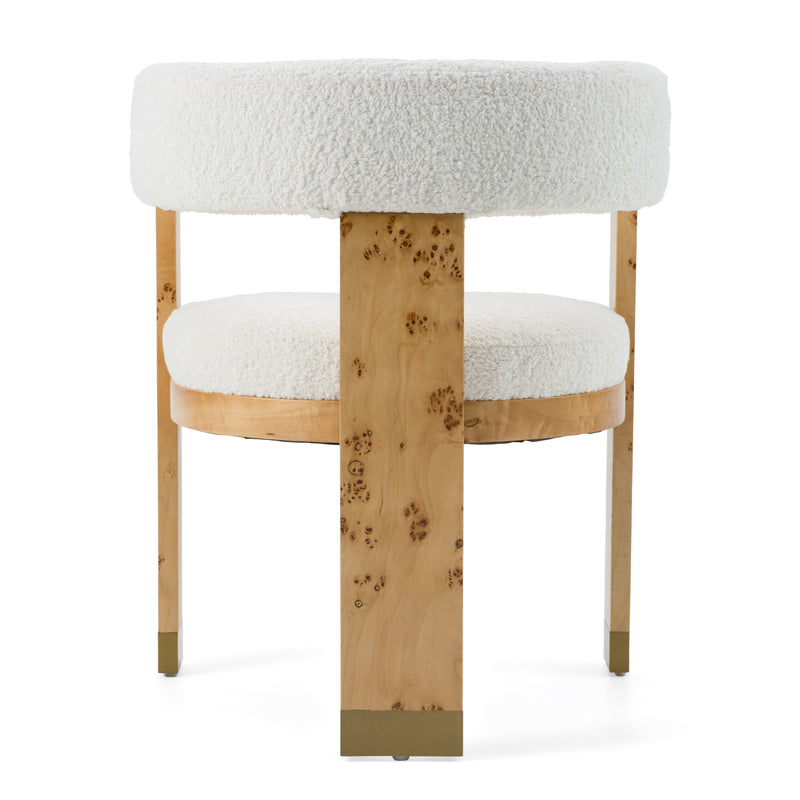 Letha - Modern Cream Fabric + Burl Dining Chair — view 3