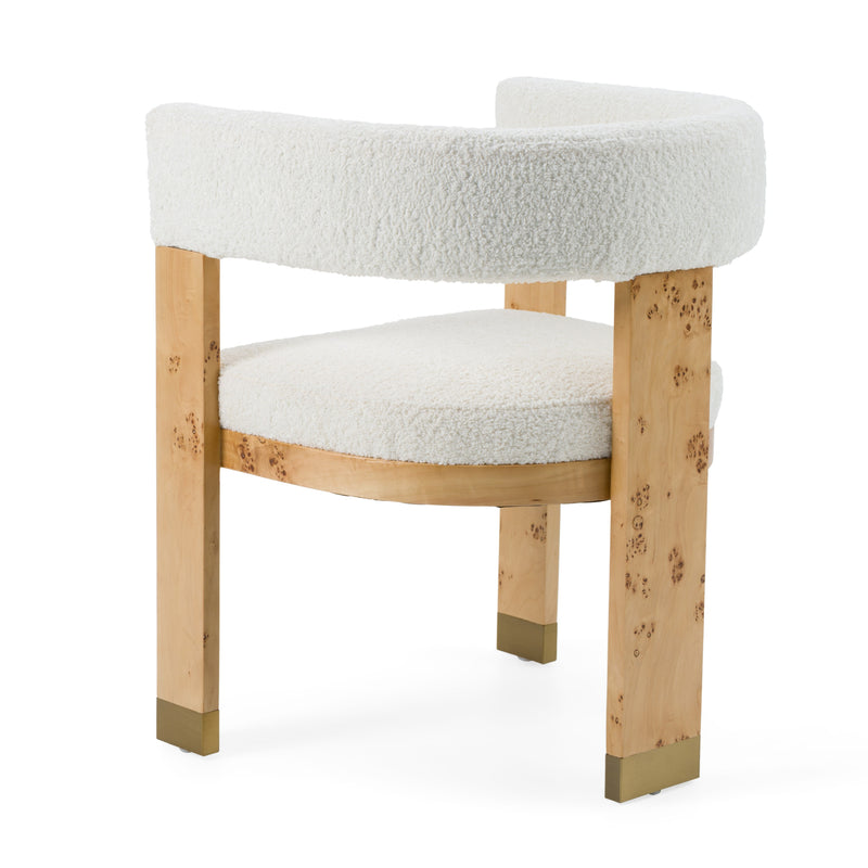 Letha - Modern Cream Fabric + Burl Dining Chair — view 4