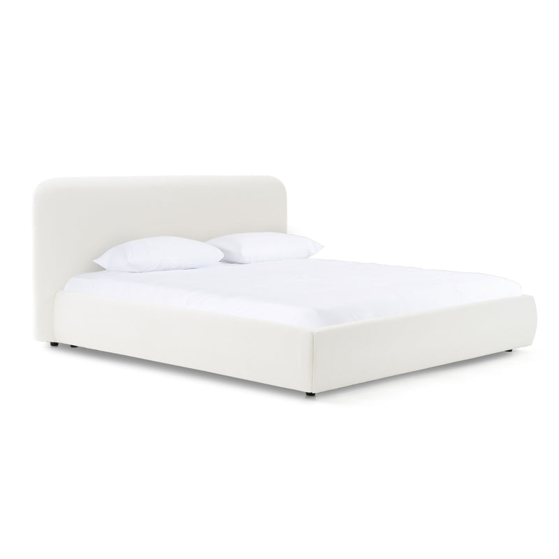 Liam + Mikala - Modern Ivory Fabric + Natural Oak 4-Piece Bedroom Set — view 2