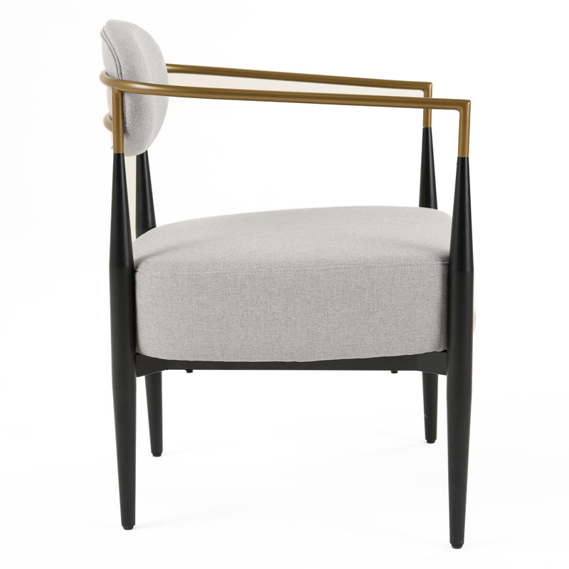 Liberty - Modern Light Grey Fabric + Black & Gold Accent Chair — view 3