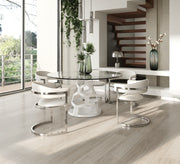 Lilly - Modern 12mm Round Glass + White Dining Table — view 5
