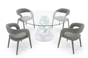 Lilly - Modern 12mm Round Glass + White Dining Table