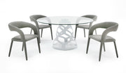 Lilly - Modern 12mm Round Glass + White Dining Table — view 2