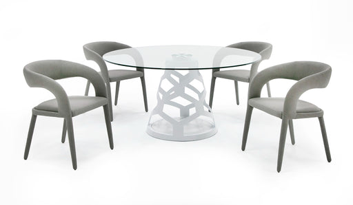 Lilly - Modern 12mm Round Glass + White Dining Table — view 2