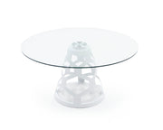 Lilly - Modern 12mm Round Glass + White Dining Table — view 3